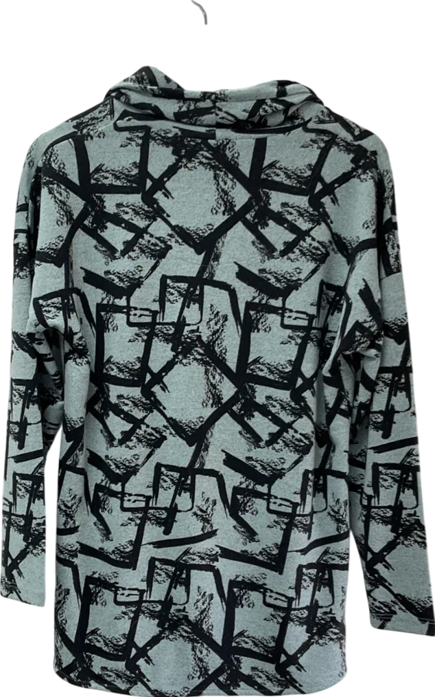 viza viz Blue Square Abstract Print Cowl Neck Top UK 14