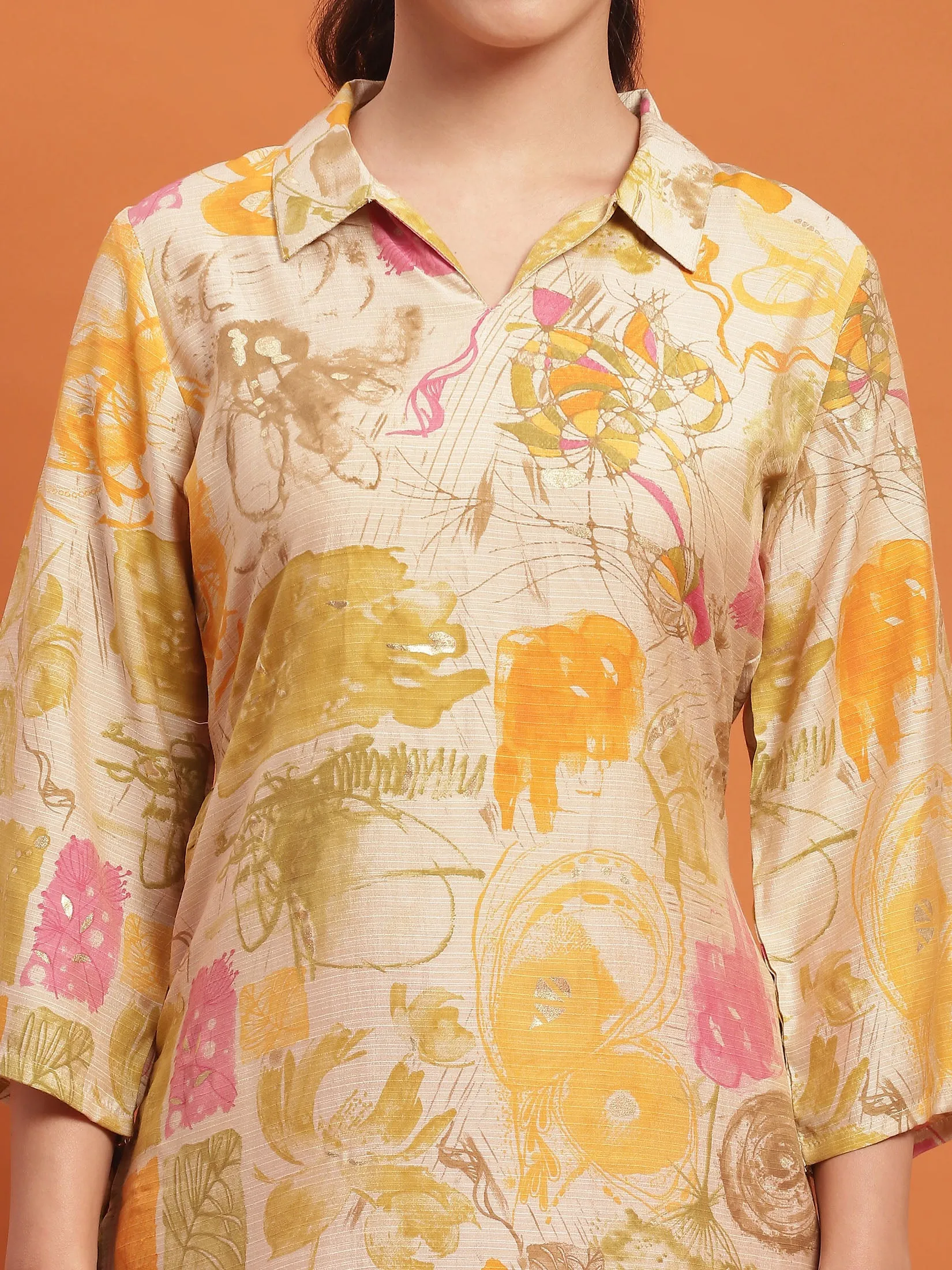 Women Olive Abstract Print Kurta