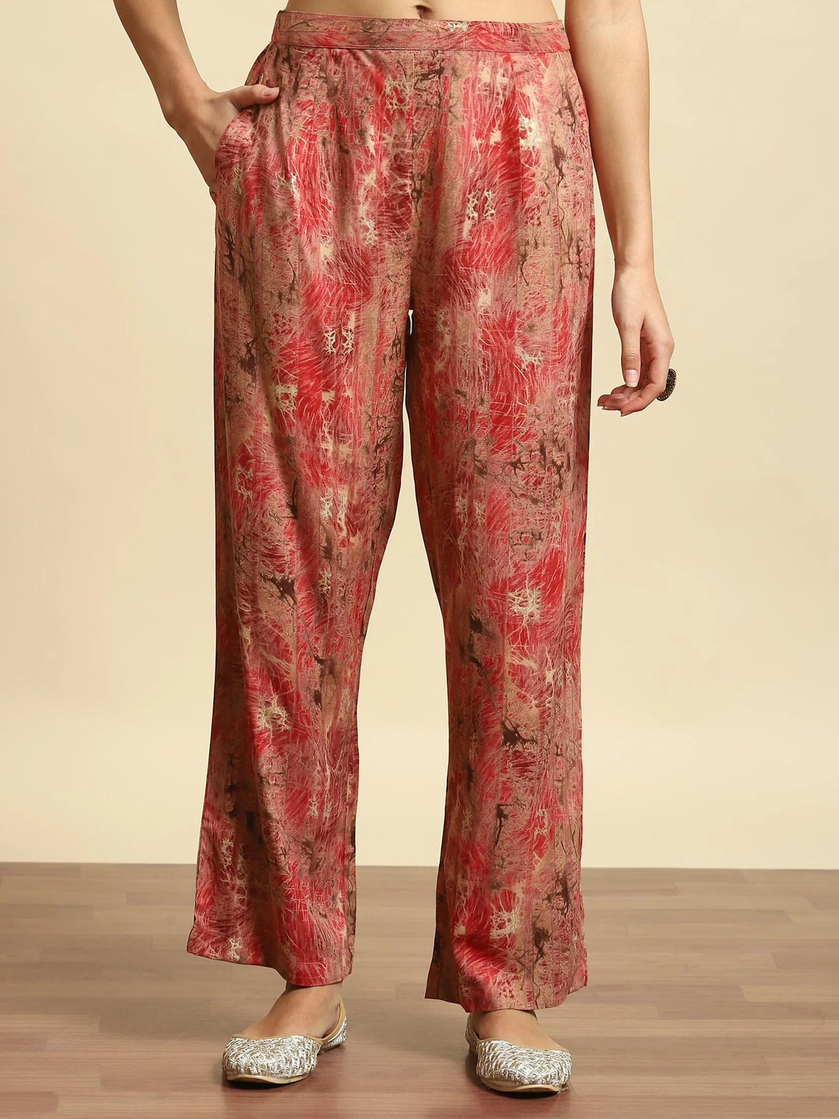 Women Red Abstract Print Co-Ord Set