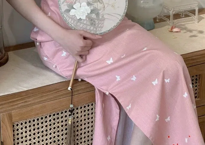 Xiao Jie 小姐 Little Lady Vintage Inspired Butterfly Short Sleeve Qipao
